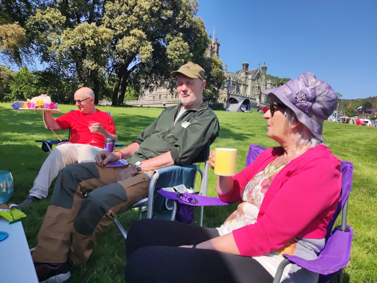 Members enjoying tea and chat at a flying day